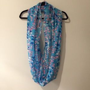 NWT Candie's Infinity Scarf Blue Pink White Polka
